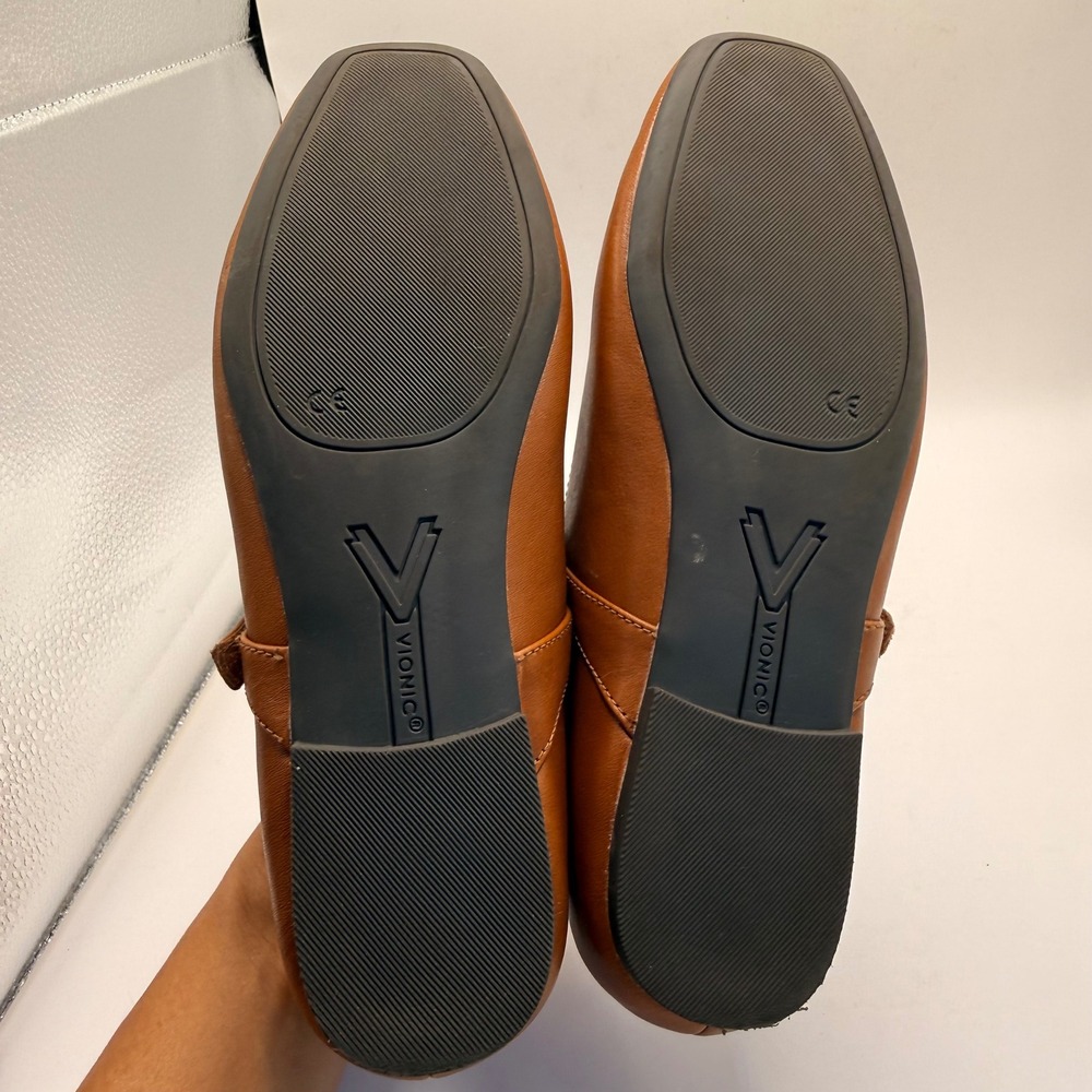 Vionic Alameda Mary Jane Flats Brown Leather Square Toe Strap Shoes Size 8.5 - Picture 5 of 7